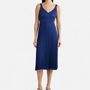 Sam Edelman Navy Blue Pleated Midi Dress Size 4 NWOT